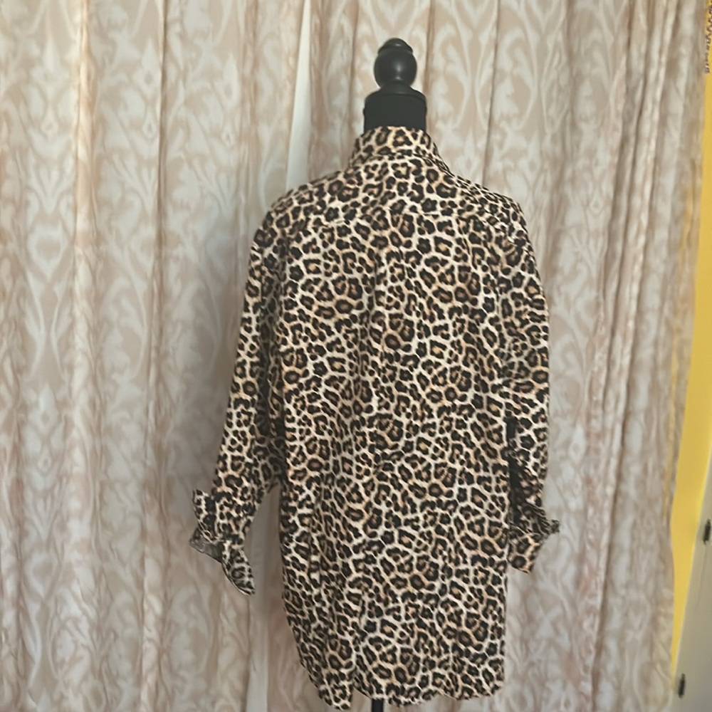 H&M Leopard Print Oversized Button Up Tunic Top Medium - Picture 7 of 11